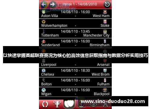 以快速掌握英超联赛赛况为核心的高效信息获取指南与数据分析实用技巧